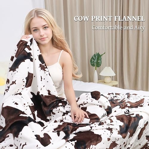 Miniatura 10 de Manta con estampado de vaca, manta de franela de felpa, manta suave y cálida de vaca ligera para sofá, cama, hogar, manta decorativa de regalo de