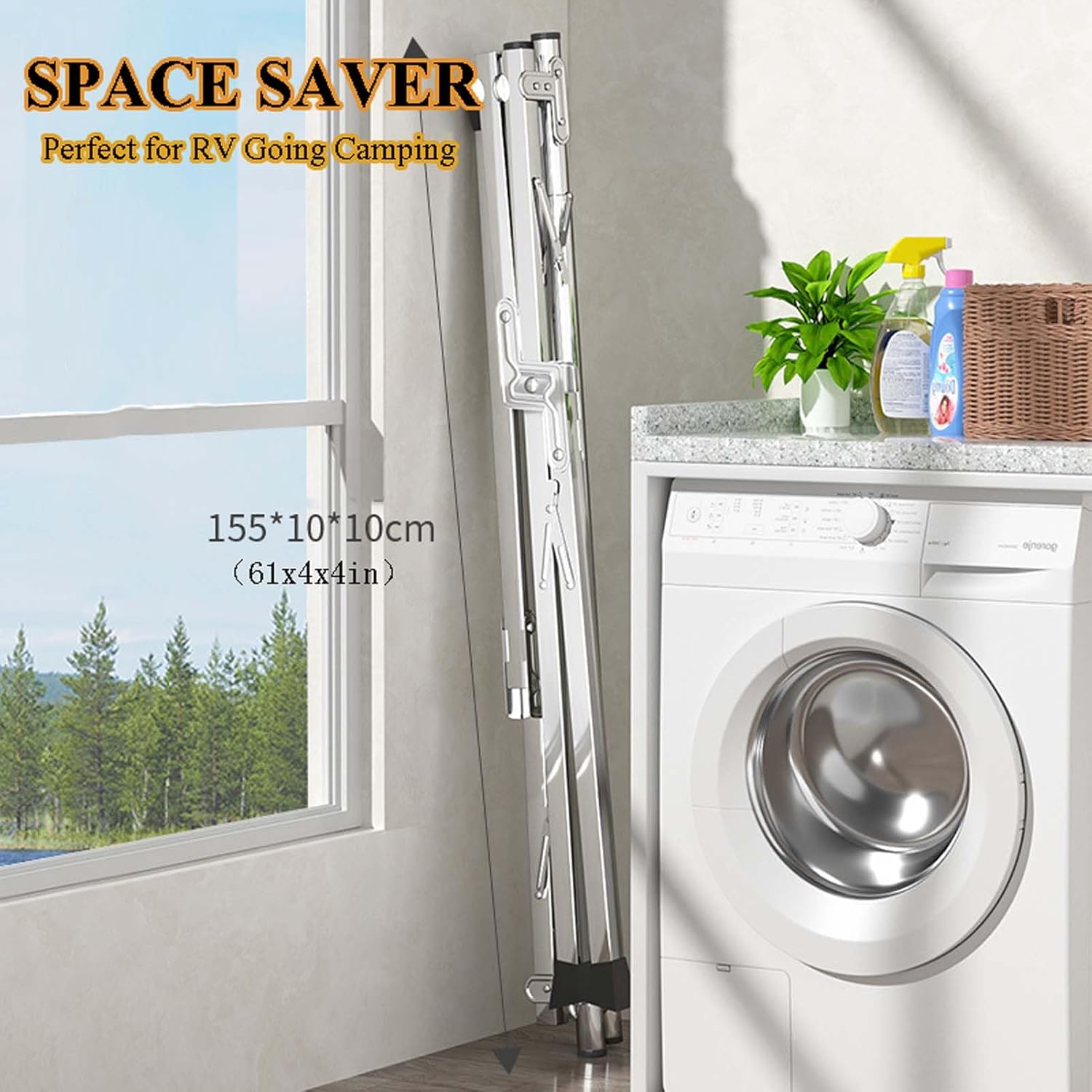 This Drying Clothes Rack Foldable Heavy Duty, Laundry Drying Rack for Clothes, Collapsible Hanger Rack, Space-Saving Laundry Rack, with 10 Windproof Hooks, for Indoor or Outdoor Use