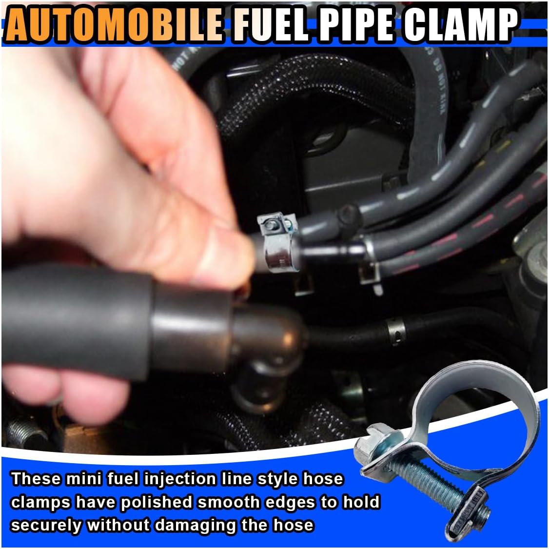 30Pcs 1/4" 5/16" 3/8" Fuel Injection Gas Line Hose Clamps, Stainless Steel Adjustable Fuel Line Clamp Clip, Pipe Clamp Assortment Kit for Automotive, Diesel Petrol Pipe