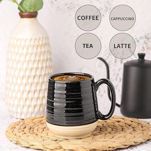 Miniatura 5 de Taza de café de cerámica, taza de café de 20 onzas con asa grande para café, té, latte, taza de café negra para hombres, papá, marido, regalo de