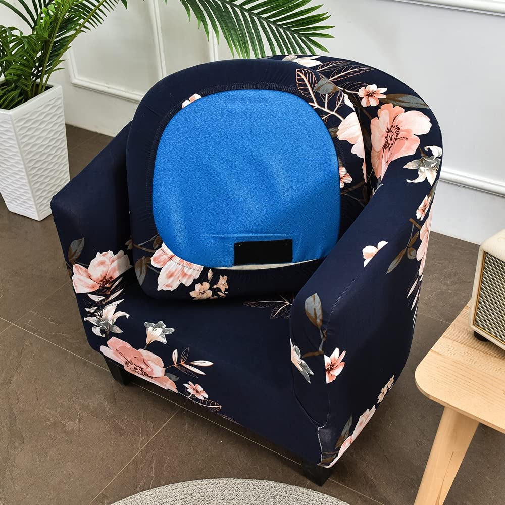 Highdi 2 Piezas Funda de Sillón Chesterfield, Cubre Sofá de 1 Plaza Elásticas Lavable Universal Antideslizantes, Fundas Protector de Butaca Elegante para Dormitorio, Contador (Azul Marino)