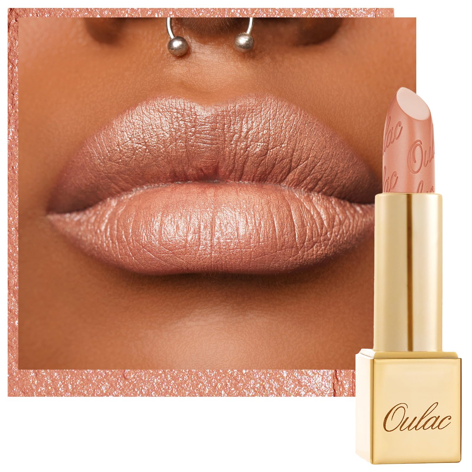 Glow Metallic Shine Lipstick, Nude High Impact Lipcolor, Lightweight Soft and Ultra Hydrating, Long Lasting, Vegan & Cruelty-Free, Full Coverage Lip Color 4.3 g/0.15 GM14 77 Odyssey