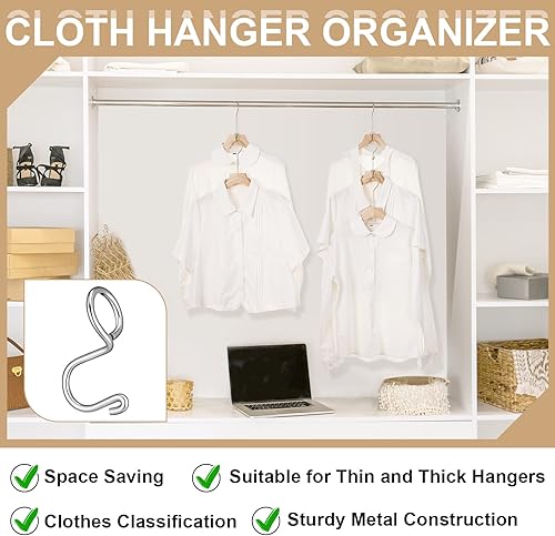 Miniatura 4 de Sosation 45 ganchos extensores para colgar ropa, ganchos para ahorro de espacio, ganchos de metal, mini gancho en cascada, clips extensores para