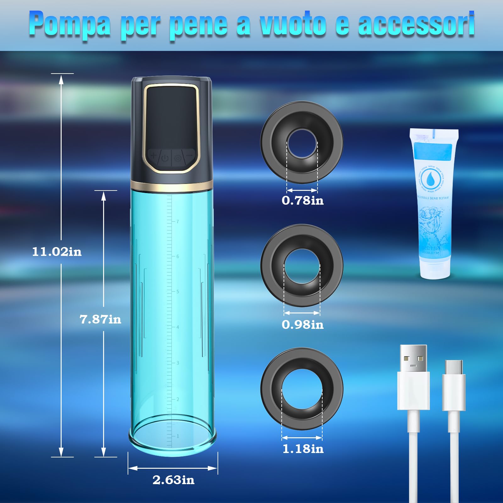 Ingrandimento Elettrica Pompa per Pene - Sex Toys Uomo con 8+8 Modalità di Aspirazione Masturbtore per Uomini Vacuum Device