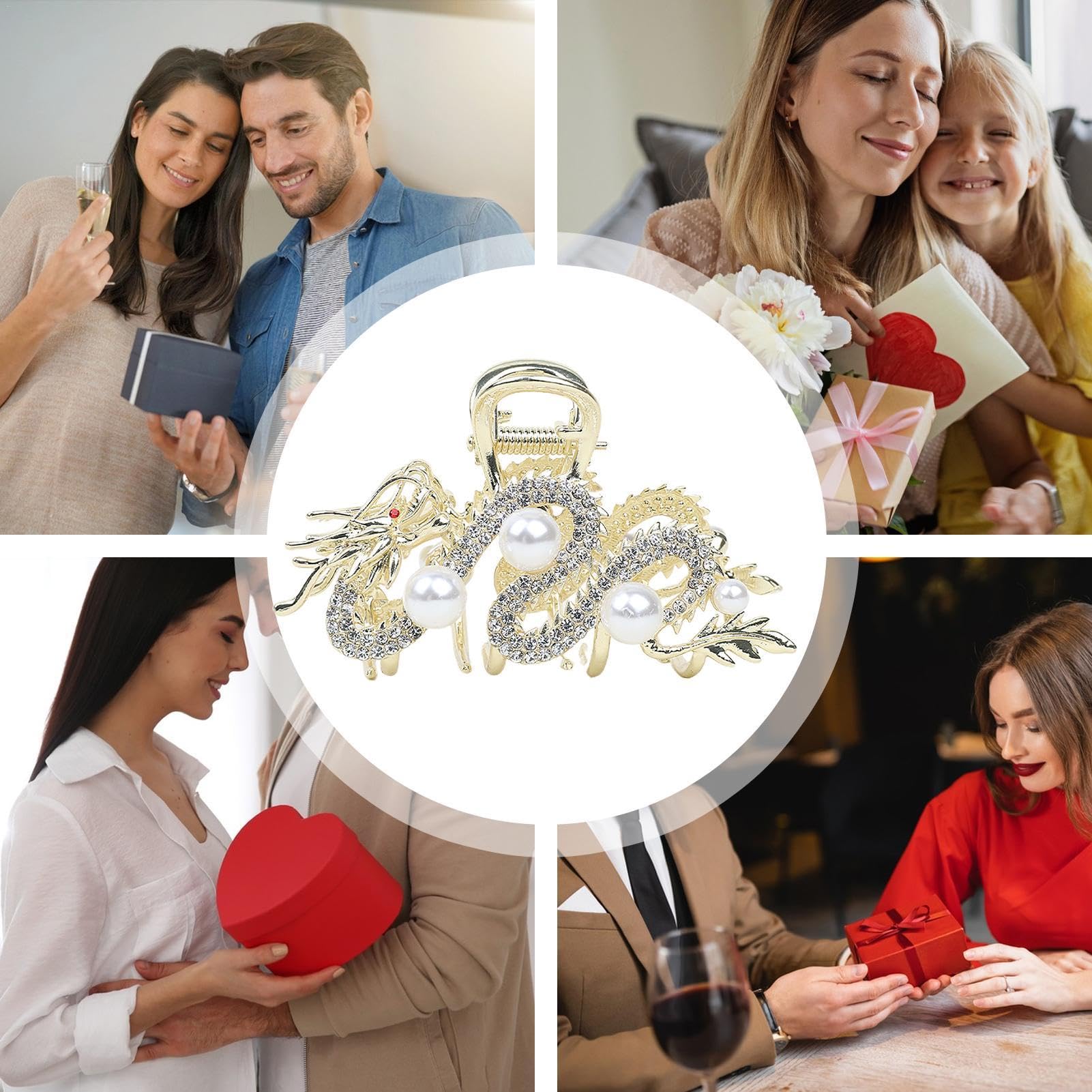 Chińskie spinki do włosów z motywem smoka, eleganckie metalowe zaciski do włosów, spinka do włosów z motywem smoka, spinka do włosów z perłą, smoki, spinka do włosów na urodziny