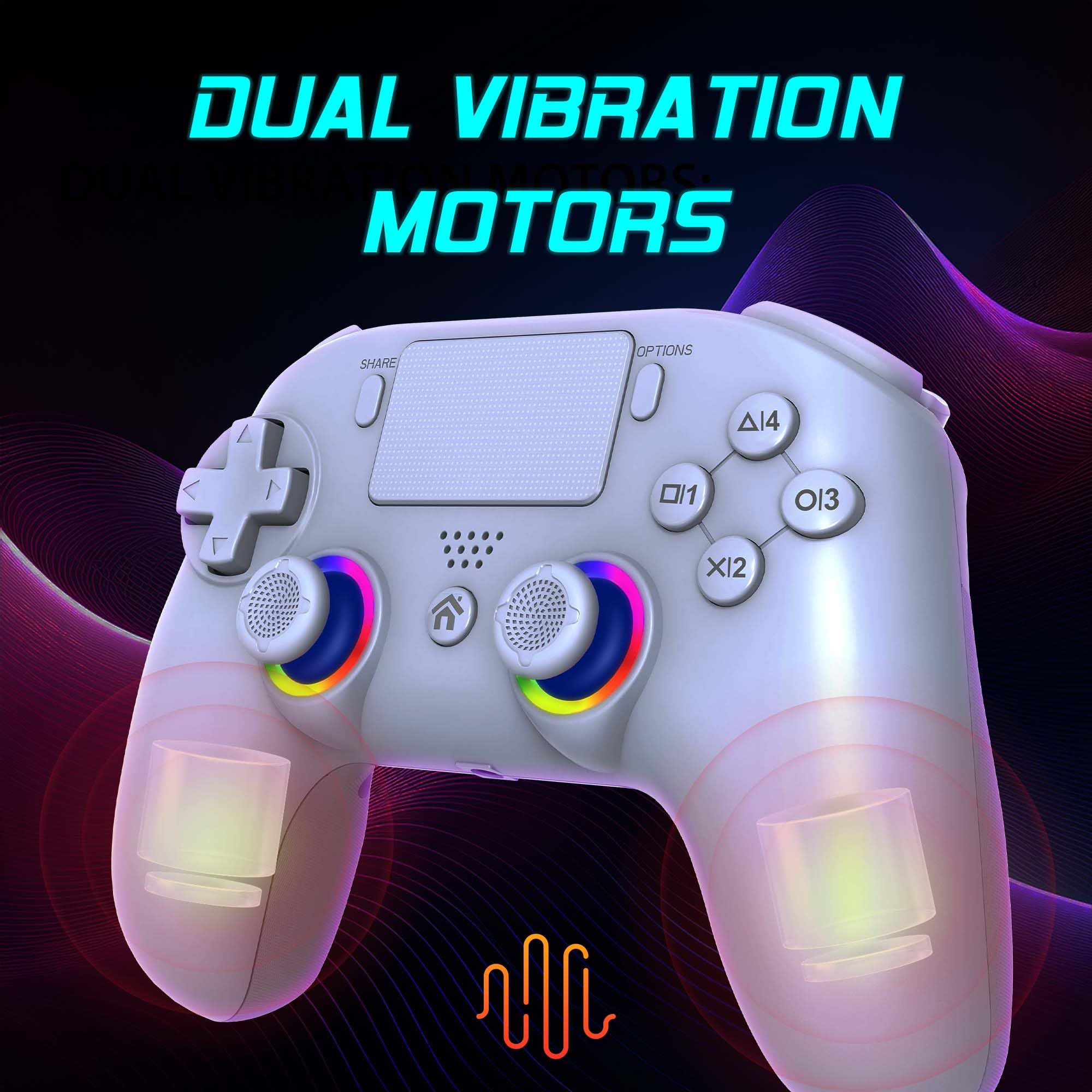 Subsonic - Mando Inalámbrico para PS5 y PC - Blanco | Ergonómico, LED RGB Programables, Vibración, Panel Táctil, Palancas Programables - Compatible PlayStation 5 y PC