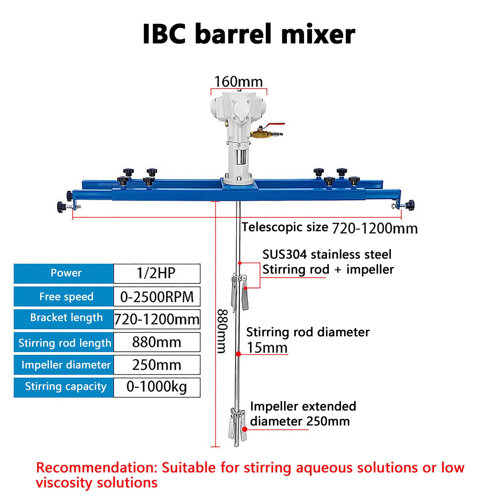 IBC Air Agitator, Tankmixer -Maschine, Kommerzielle Farbe Rührmaschine Mit Stützbügel, Lackmischungsausrüstung, Für Farbe, Beschichtung, Tinte