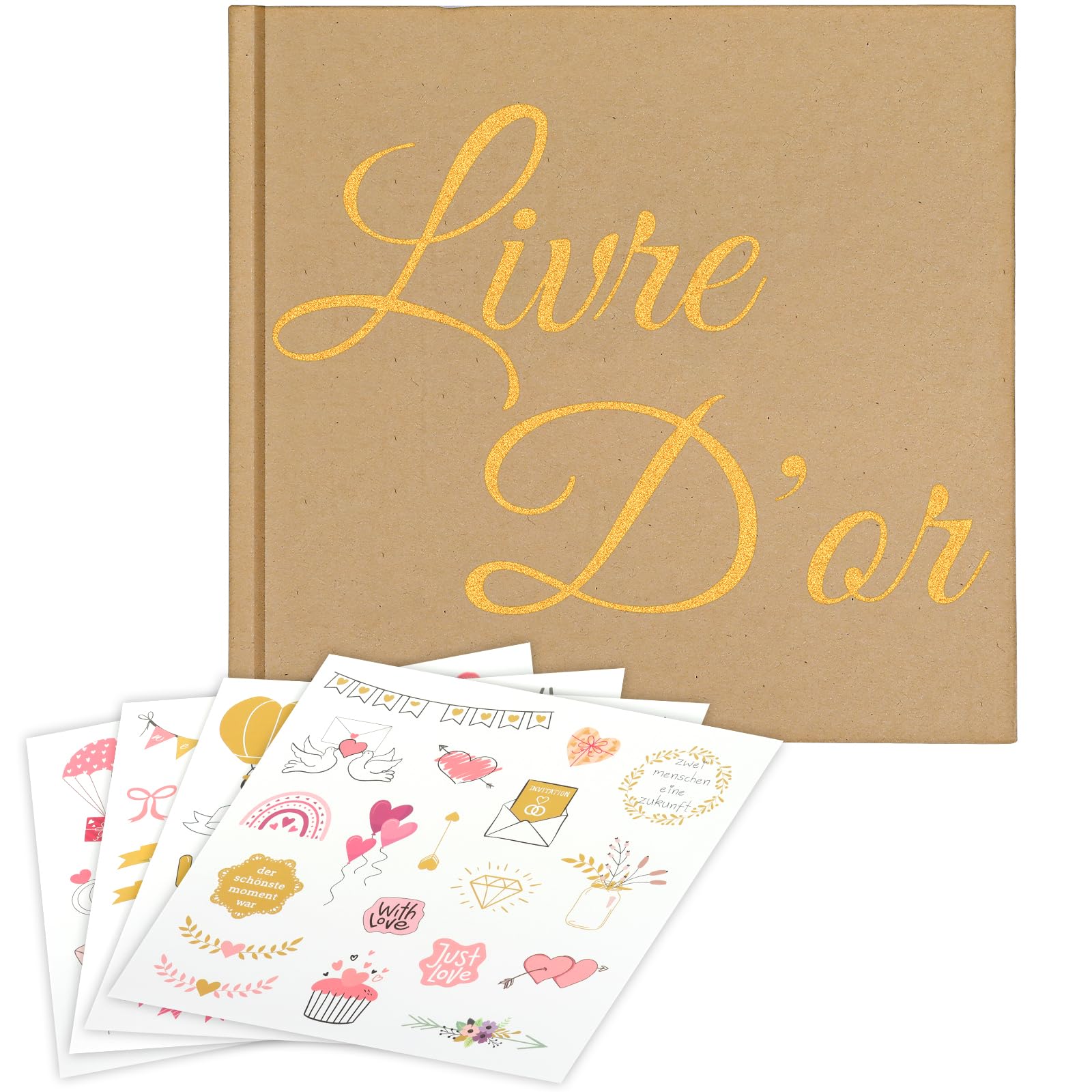 Livre d'or Mariage Vintage Vierge 21 x 21 cm 72 Pages