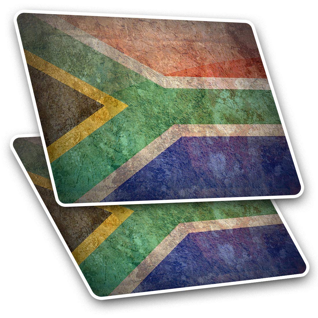 Rectangle Stickers (Set of 2) 10cm - Rustic South Africa Flag African Vintage Fun Decals for Laptops,Tablets,Luggage,Scrap Booking,Fridges, #24227