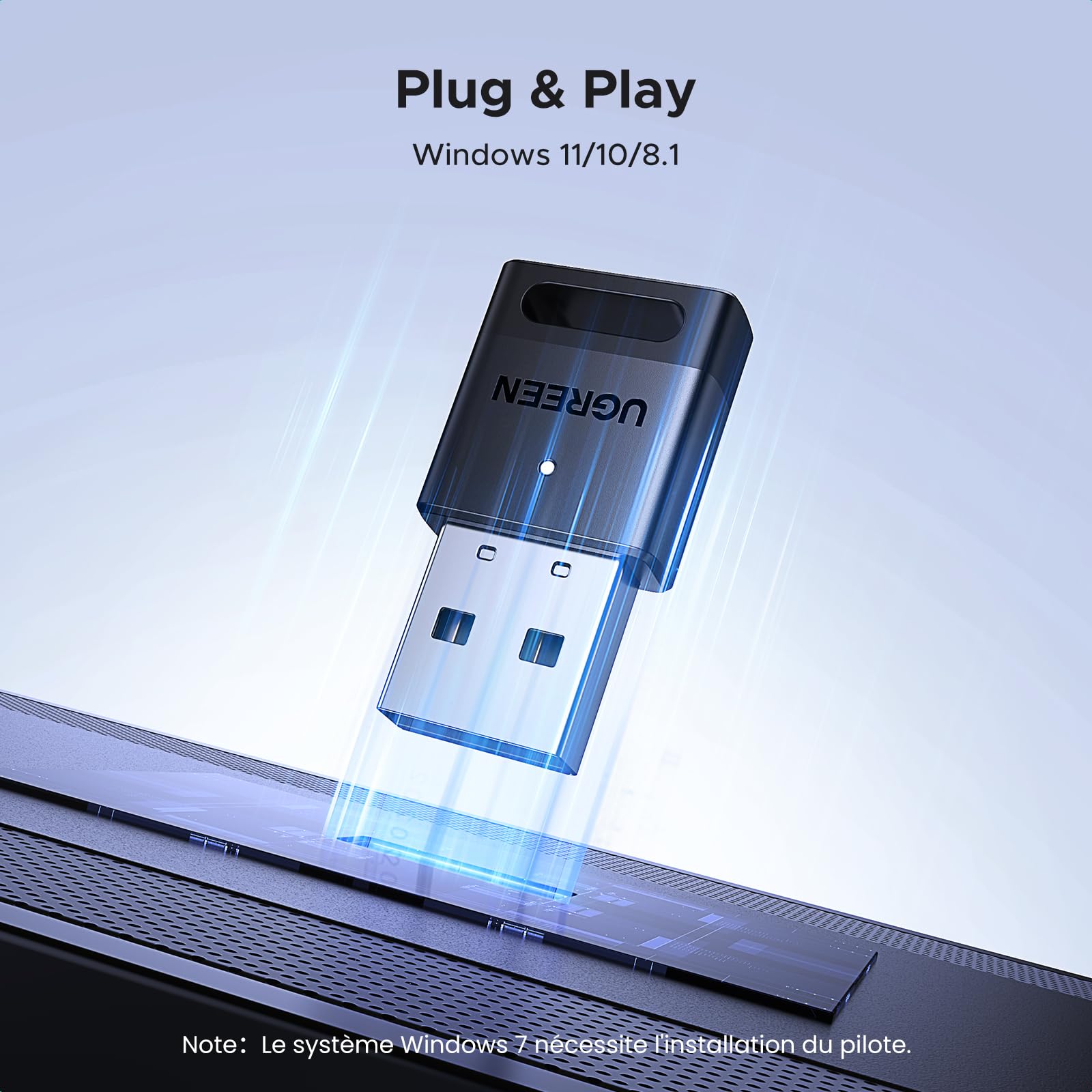 UGREEN Dongle Bluetooth 5.4 Adaptateur USB Faible Latence pour PC Windows 11 10 8.1