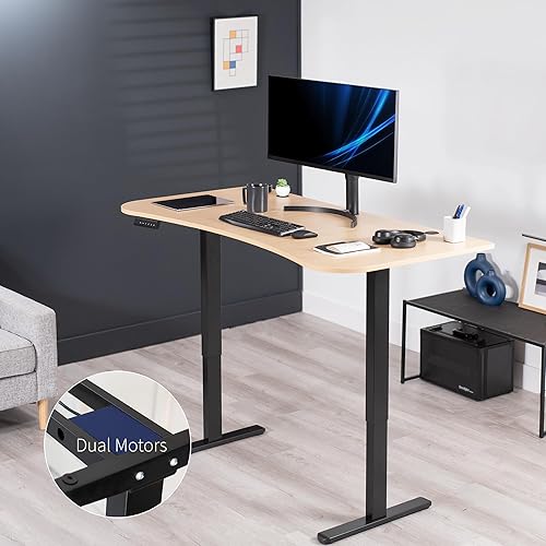 Miniatura 8 de VIVO DESK-KIT-E2B1C - Escritorio eléctrico de pie con motor doble, ajuste de altura de memoria, serie E2B, marco negro con parte superior de madera
