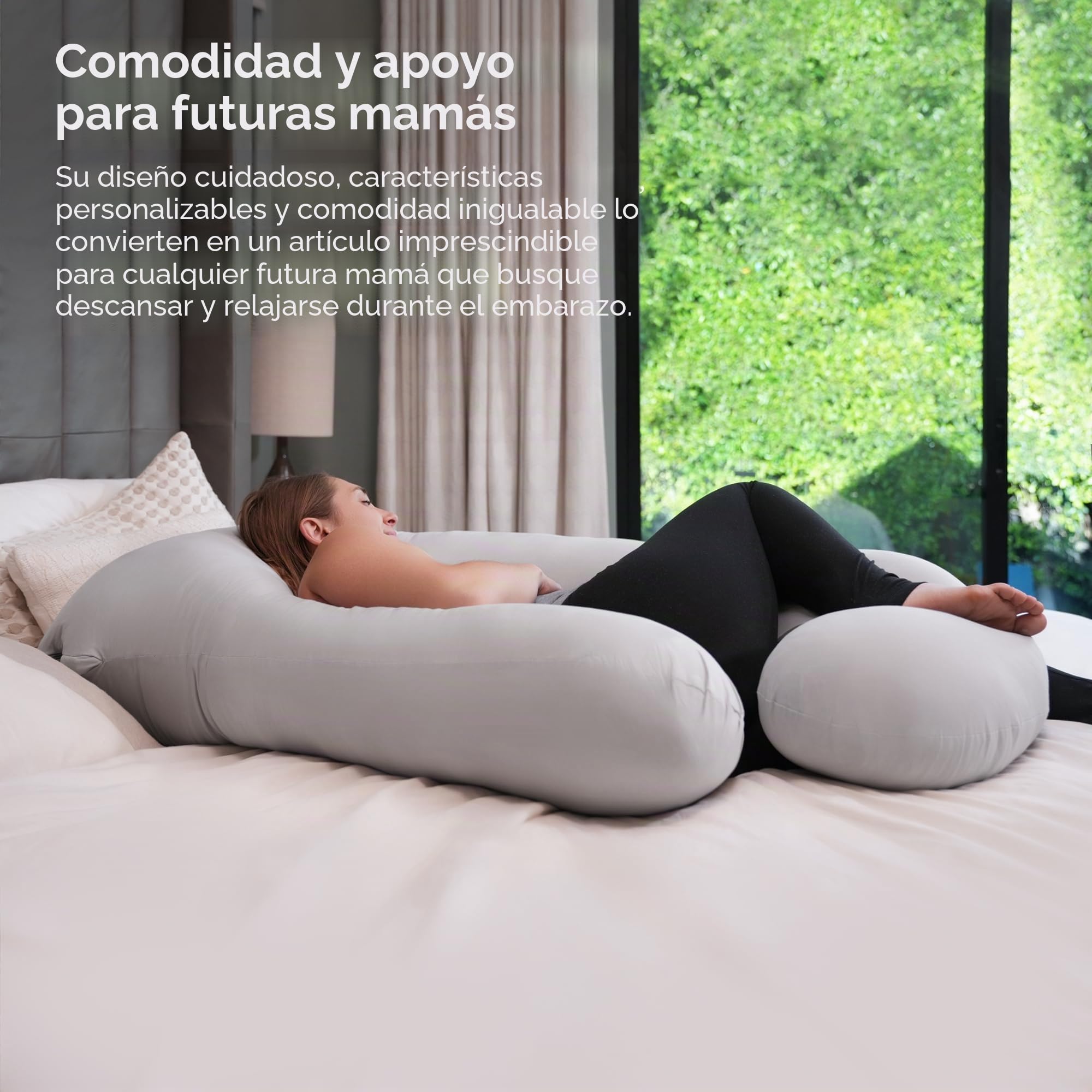 Almohada Embarazada U, Funda 100% Algodón Desmontable y Lavable