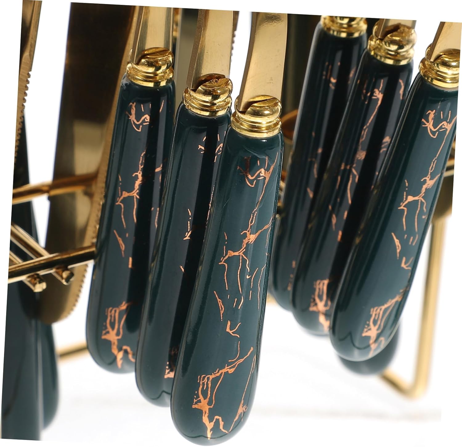 Stainless Steel Cutlery Set with Ceramic Handles and Hanging Stand Reusable Fork Spoon Knife Kit for Kitchen Party Camping and Restaurant Use Smooth Skin-friendly Flatware