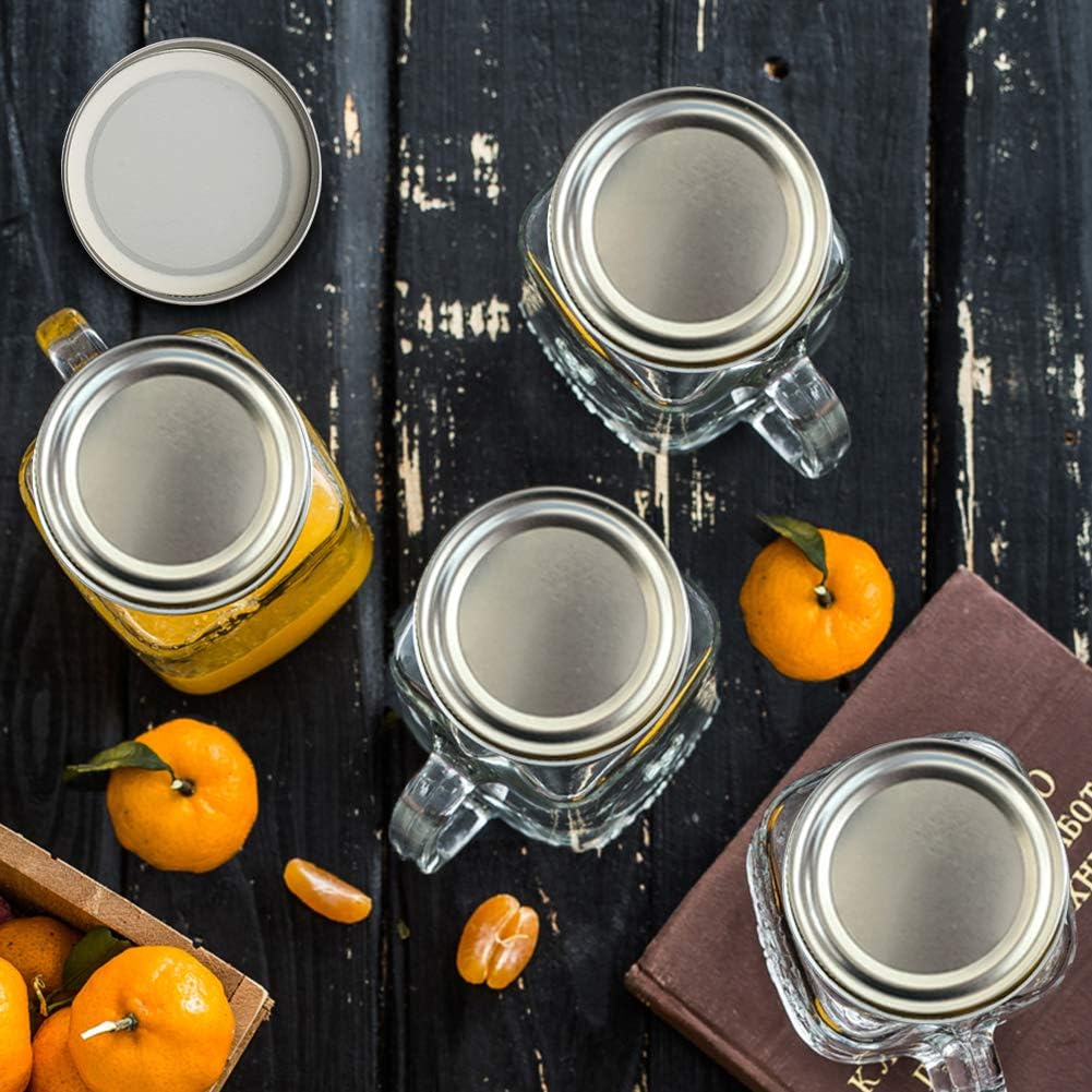 24PCS Regular Mouth Canning Lids with Band, Lids for Mason Jar Canning Lids and Rings with Silicone Seals