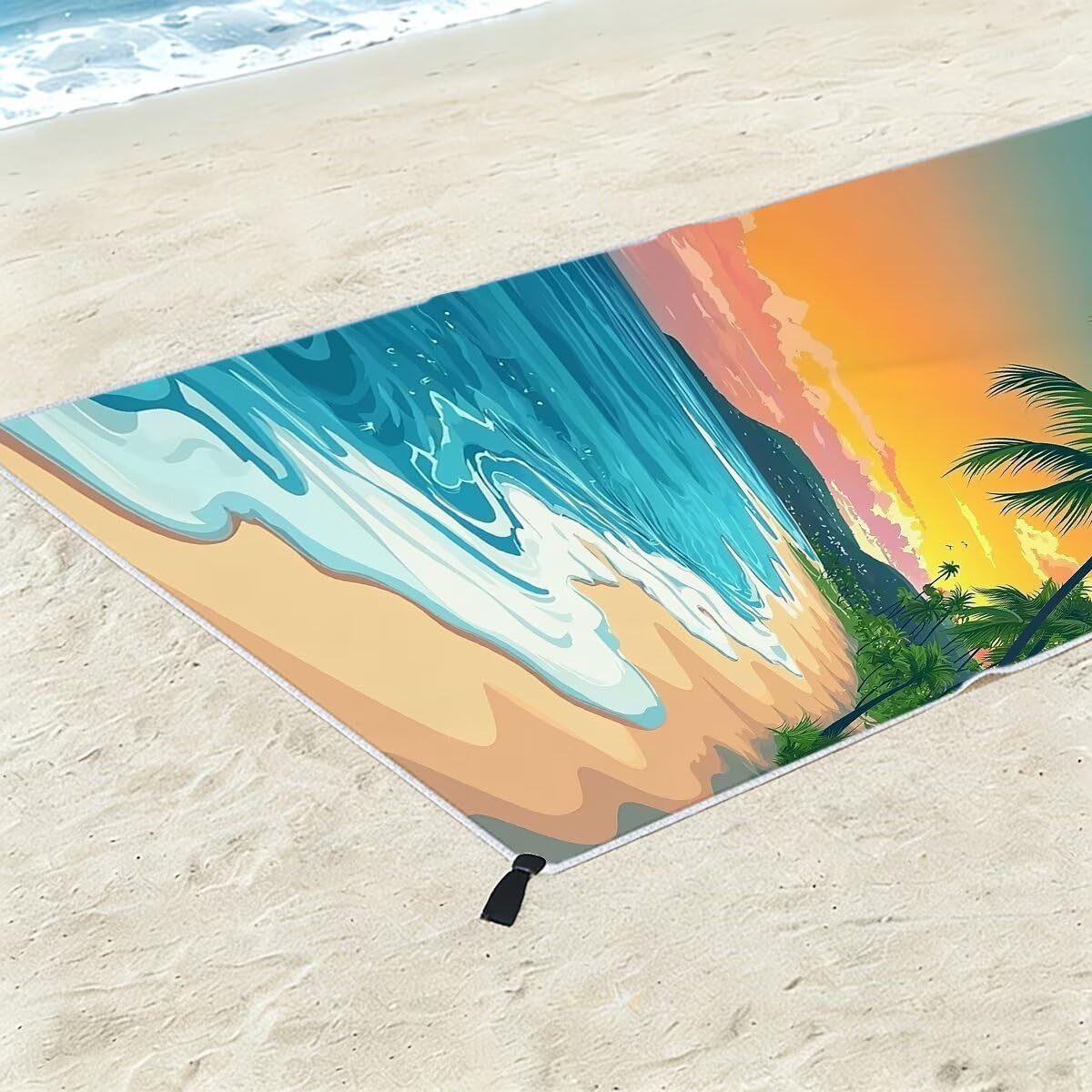 Telo Mare Microfibra, Telo Mare Grande 90x200cm 2 Pezzi, Asciugamano Palestra Donna Asciugatura Rapida, Antisabbia Asciugamano Microfibra, Leggero Asciugamani Palestra per Regalo (Paesaggio) -4520