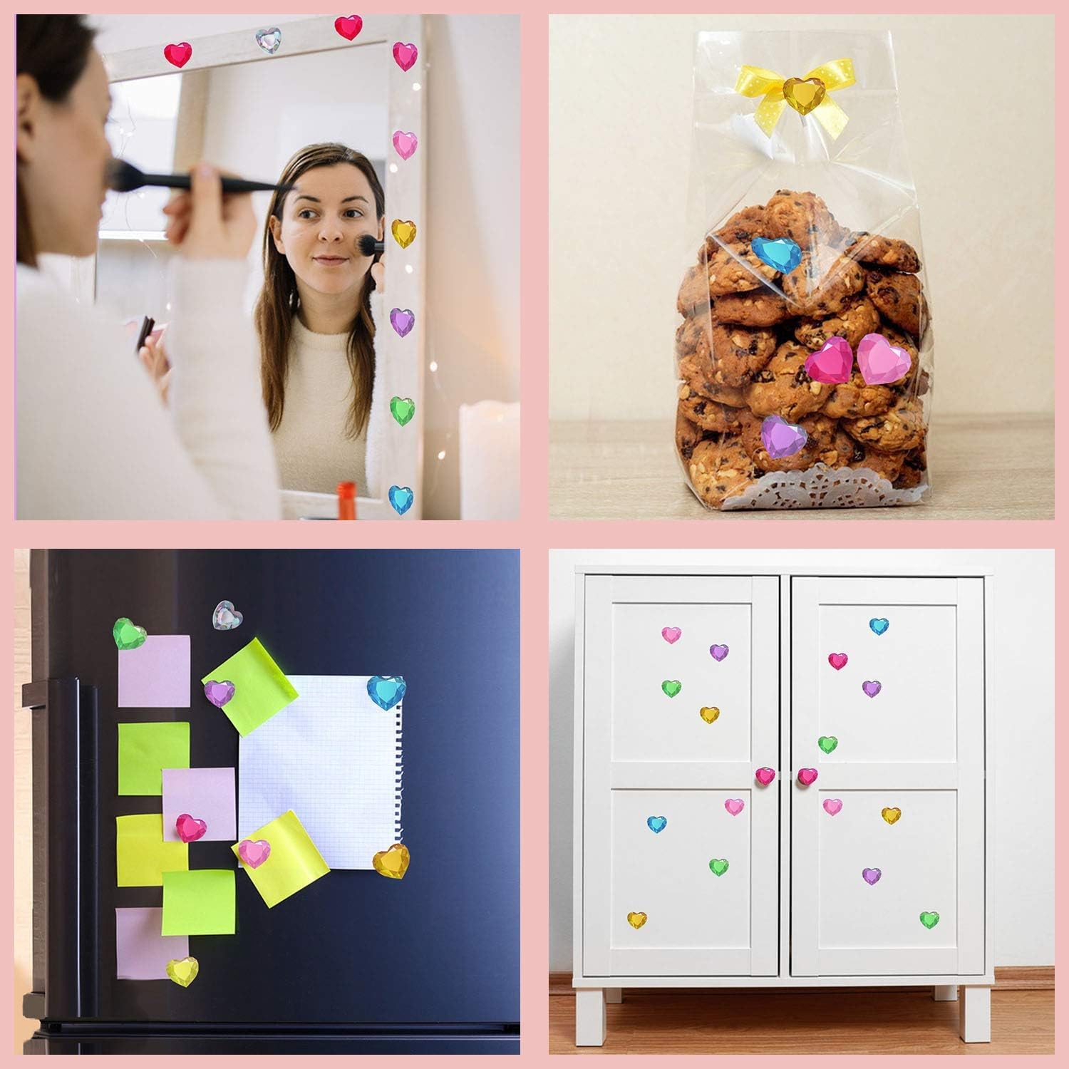 Leesgel 180pcs 3D Heart Rhinestone Stickers - Valentine's Day Crafts Kit with Self-Adhesive Gems for Kids Party Favors, DIY Cards & Home Decor (Sparkling Colorful Designs) - Image 6