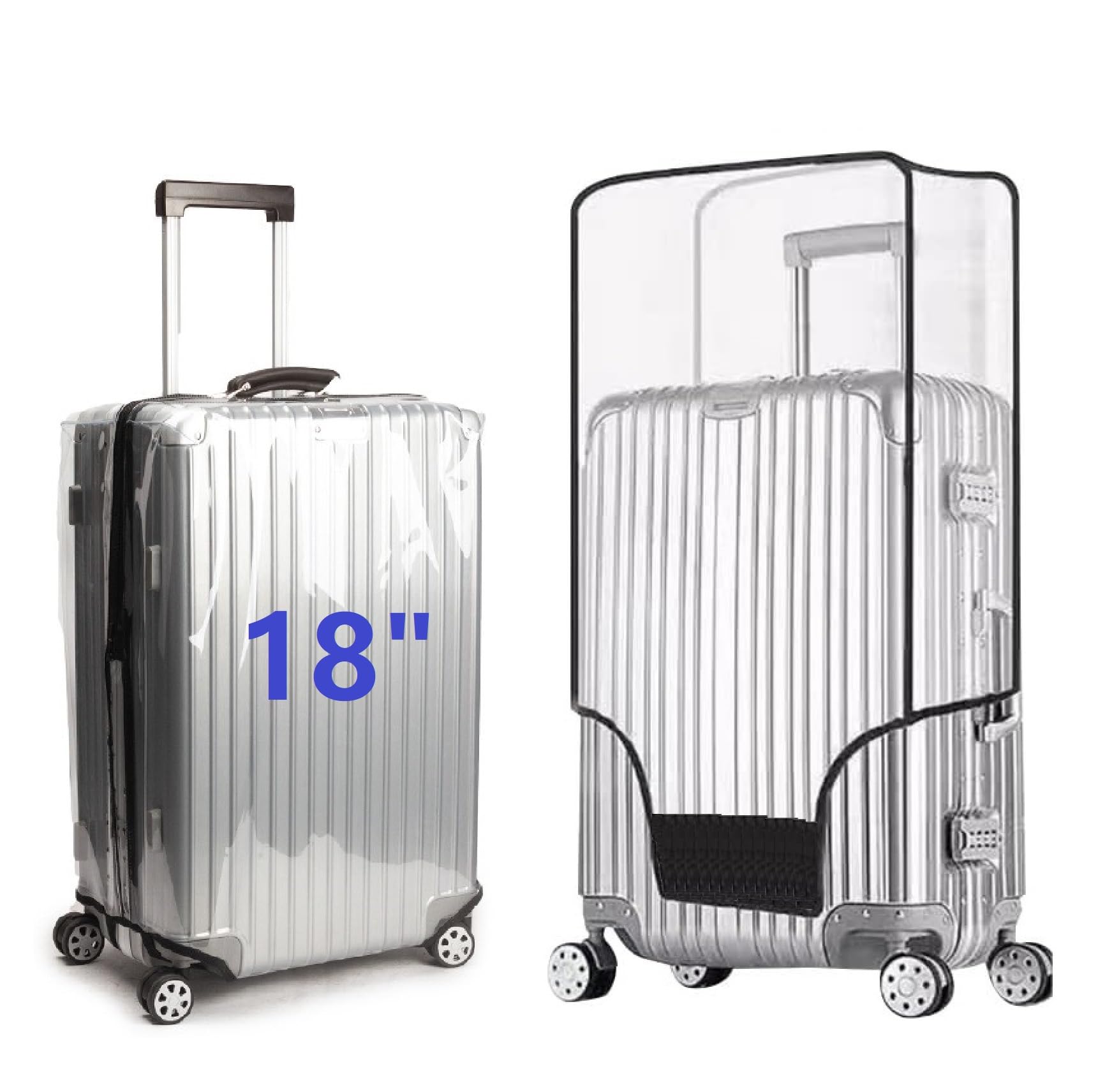 FABULWAY Clear PVC Suitcase Cover Protectors Transparent Luggage Covers Waterproof Wheeled Suitcase Dust Dustproof Travel Luggage Sleeve Protector (18
