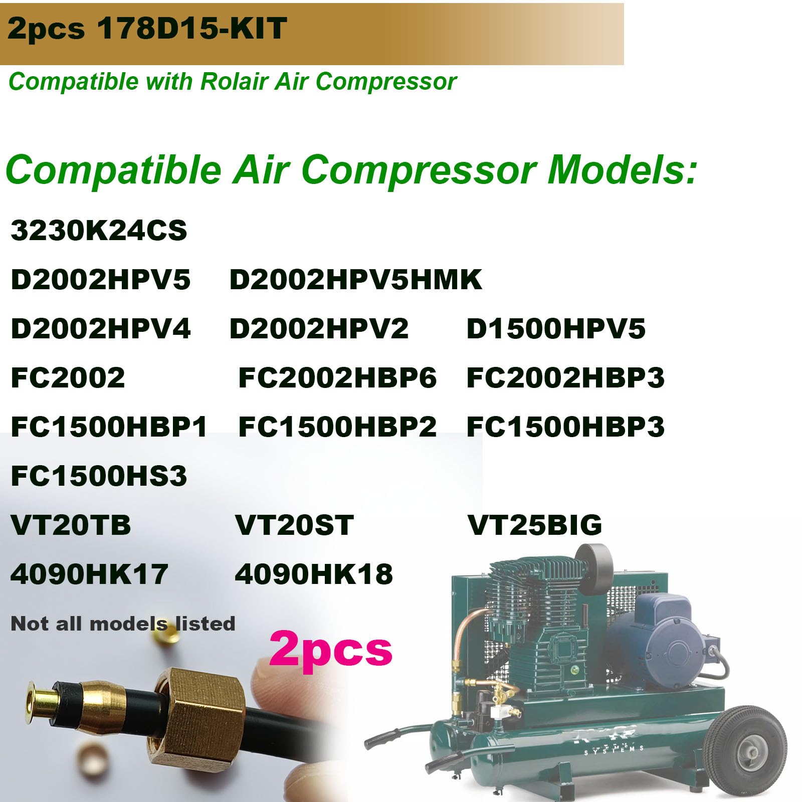 Air Compressor Unloader Tube Kit - 2PCS 178D15 -5