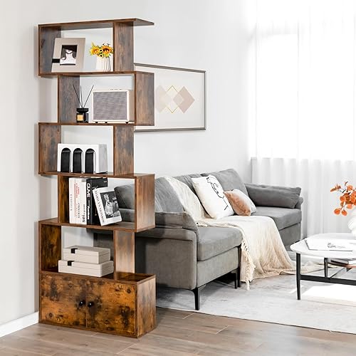 Miniatura 4 de LOKO Estantería geométrica de 6 niveles con puertas, estante de almacenamiento independiente con dispositivos anti-caída, estantería en forma de Z