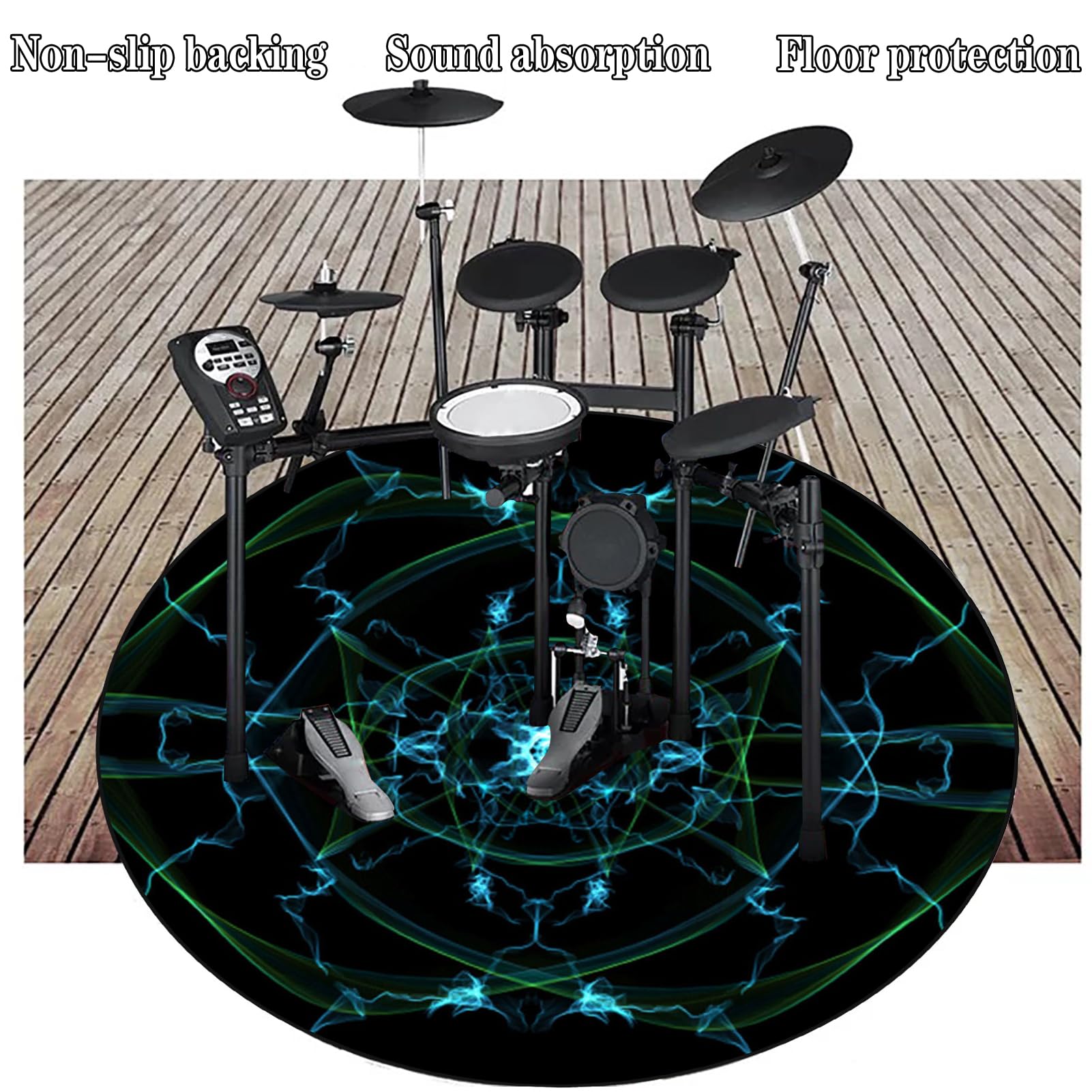 Profesjonalny dywanik perkusyjny E-Drum, okrągły dywanik bębnowy, antypoślizgowy dywan perkusyjny, bęben jazzowy, mata do instrumentu muzycznego, zestaw perkusyjny, dźwiękoszczelny koc