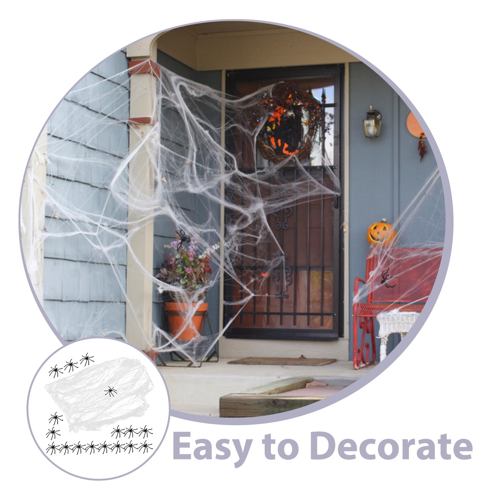 UPKOCH 1 Set di Ragni di Halloween: Ragni di ragnatele Elastiche Che Si Illuminano al Buio per Decorazioni di Halloween - Decorazioni per Feste a Tema - Allestimento di Scene spaventose