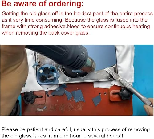 Miniatura 7 de Perzework Reemplazo de cristal trasero trasero para iPhone 14 Pro Max de 6.7 pulgadas con kit de herramientas de reparación y manual (dorado)