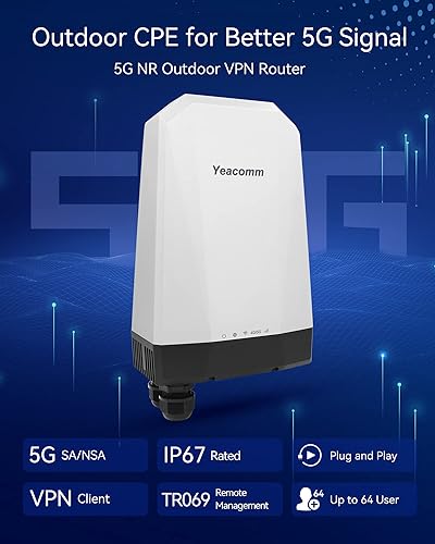 Miniatura 3 de Yeacomm 5G NR SANSA Router al aire libre, módem 5G al aire libre IP67 impermeable CPE con ranuras para tarjetas SIM duales GatewayBridgeWireless,