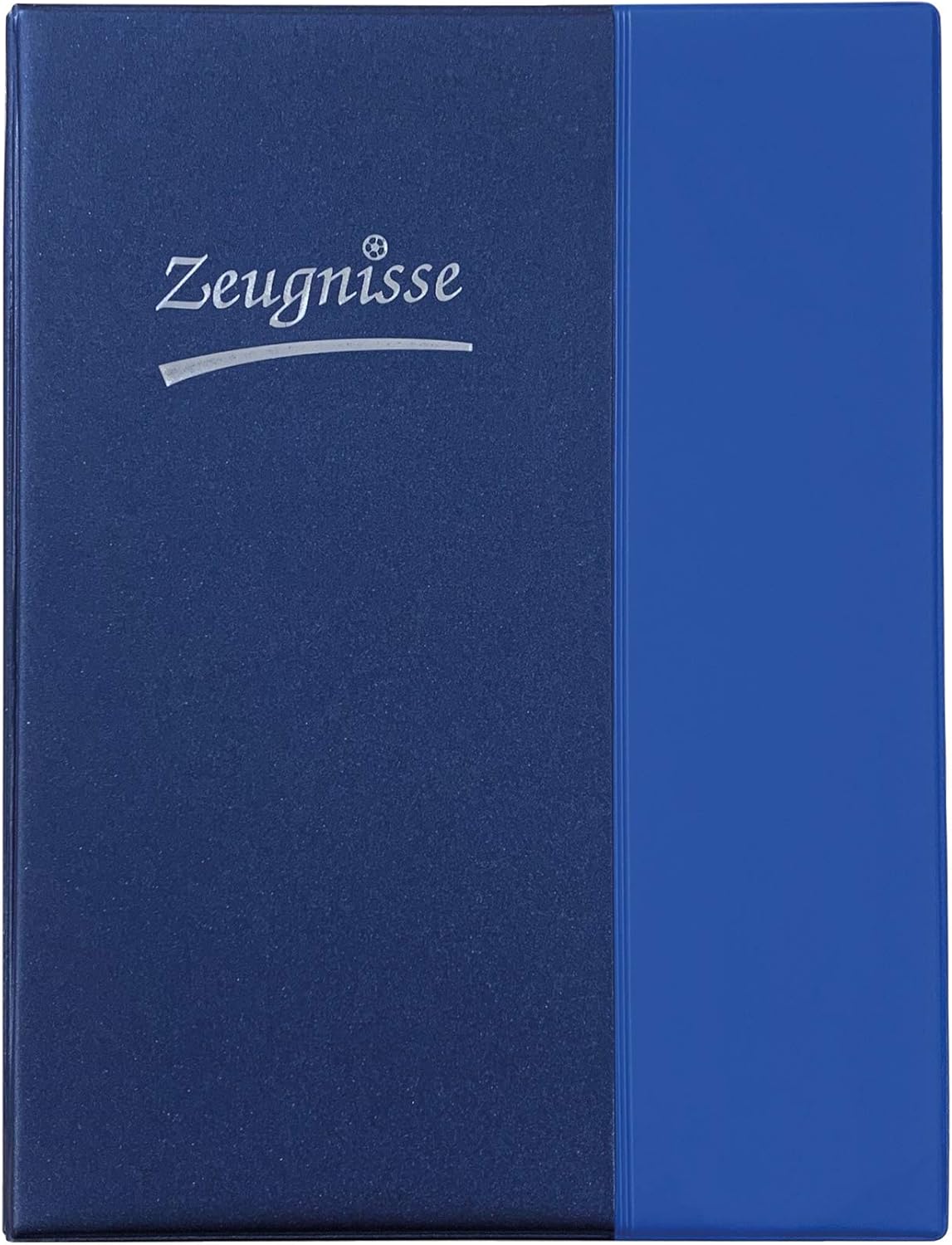 Idena 20105 Certificate Folder Ring Binder DIN A4 10 Pockets Transparent Blue with 4 Ring Mechanism Pack of 1