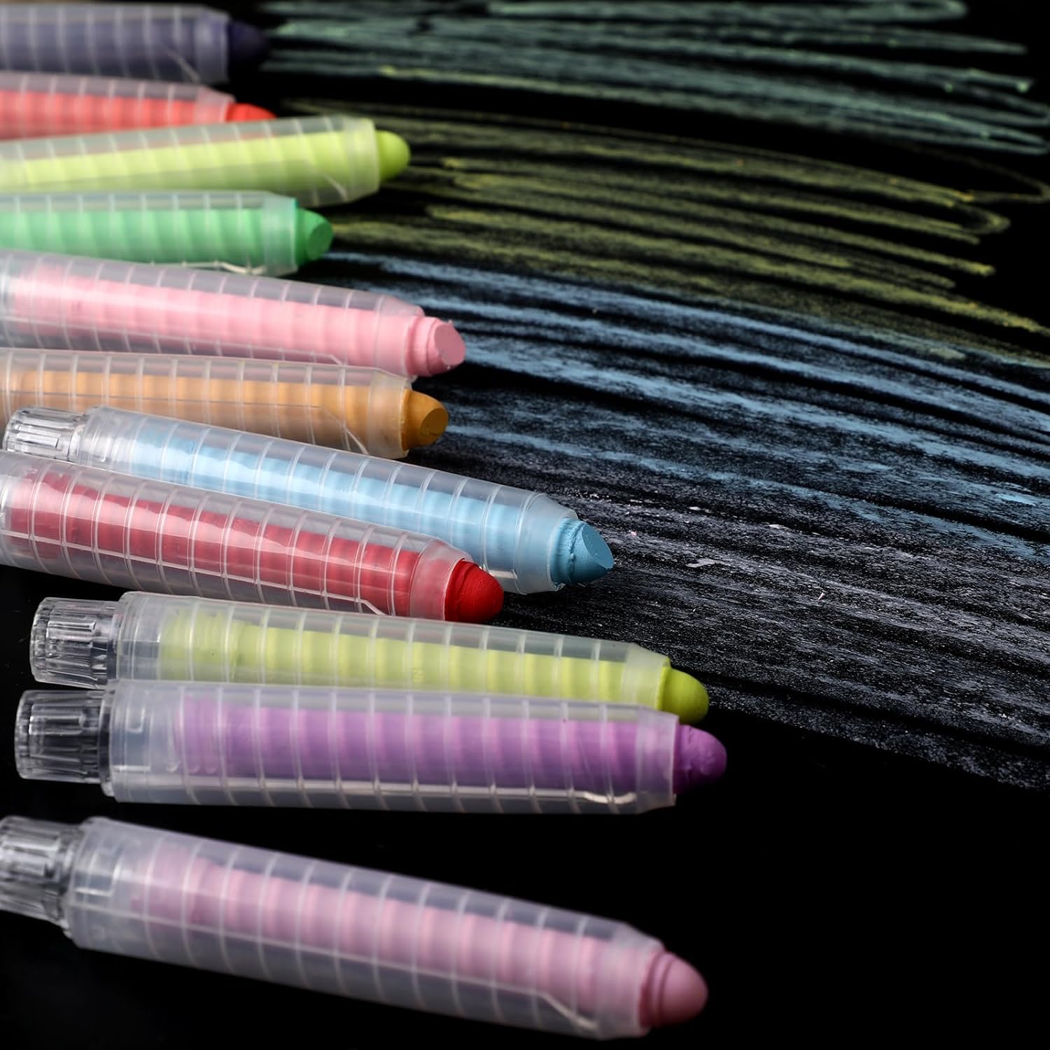 Pack De 24 Craies Sans Poussière Avec Support, Craies Rondes Lavables