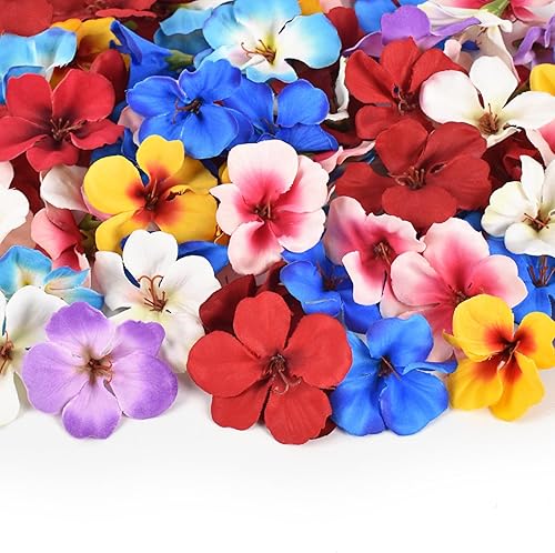 Hanycon 50 cabezas de orquídeas artificiales, flores de orquídeas falsas, flores de seda a granel para manualidades, pinzas para el pelo de novia,