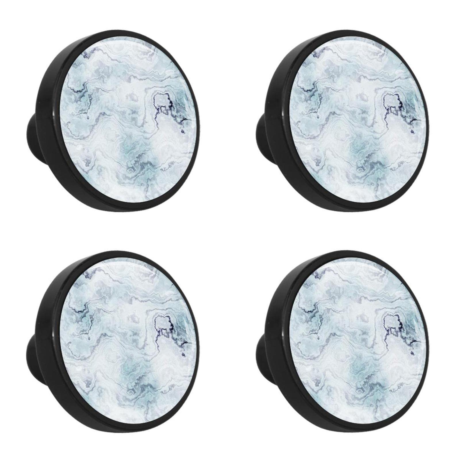 NEWzone 4 Pack Cabinet Knobs Marble Pattern Glass Drawer Knobs Black Dresser Knobs Drawer Pulls Door Knobs Dresser Drawer Handles for Kitchen Wardrobe Cupboard Hardware Furniture