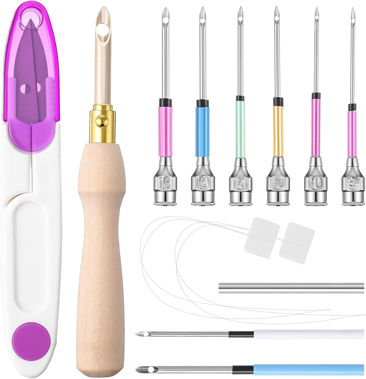 13Pcs Punch Needle Tool Adjustable Punch Needle Embroidery Kits Wooden Handle Embroidery Pen Needle Punch Kit for Beginners Floss Cross Stitching DIY Craft Decoration Gift