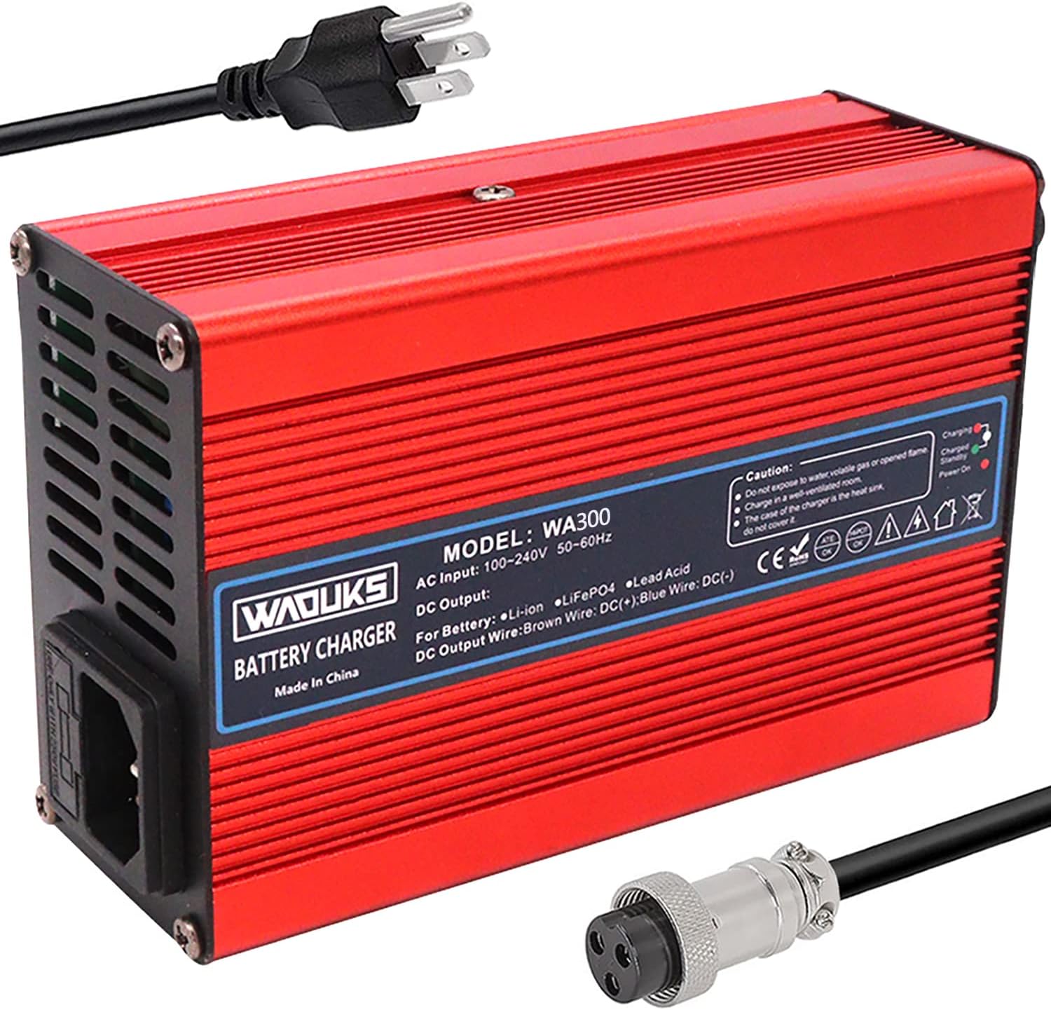 67.2V 4A Lithium Battery Charger Red Aluminum Case with