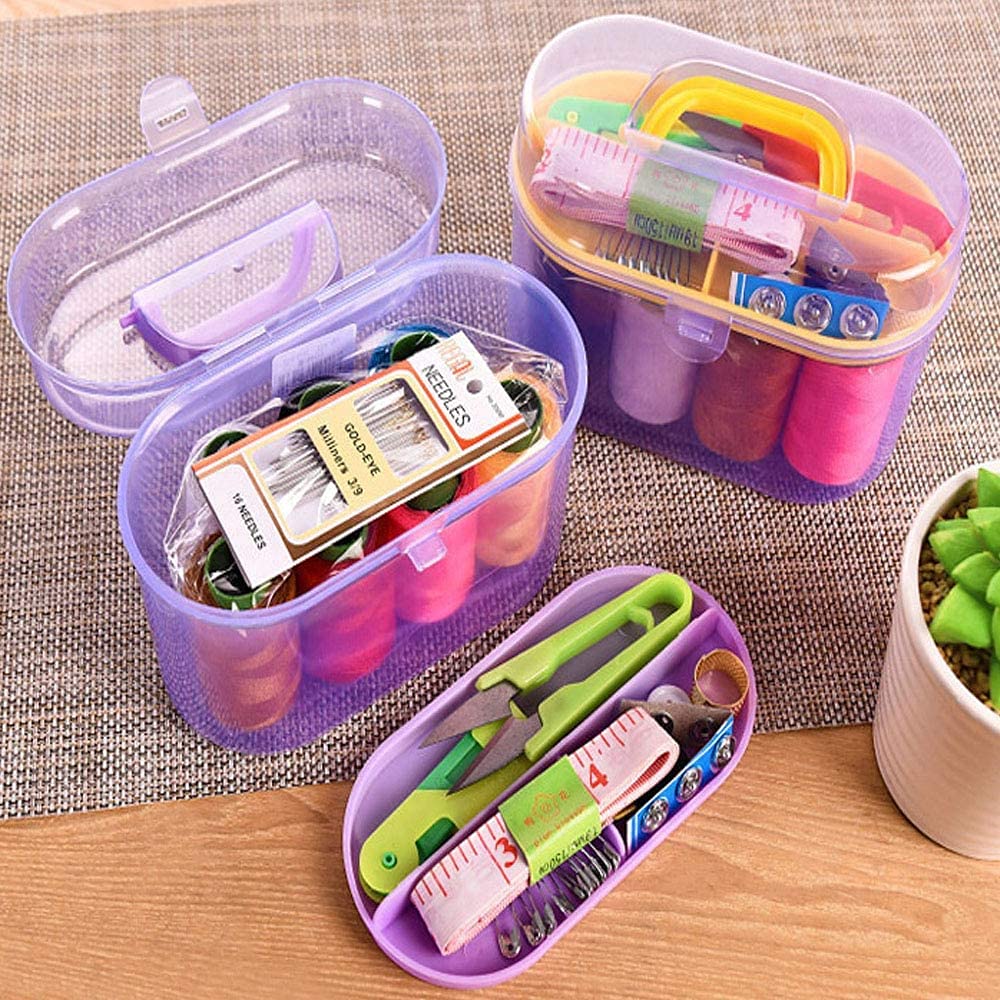 Kit Da Cucito Portatile Da Viaggio - 10 Colori Filo E Ago, Forbici, Spilli, Bottoni, Scatolina Compatta