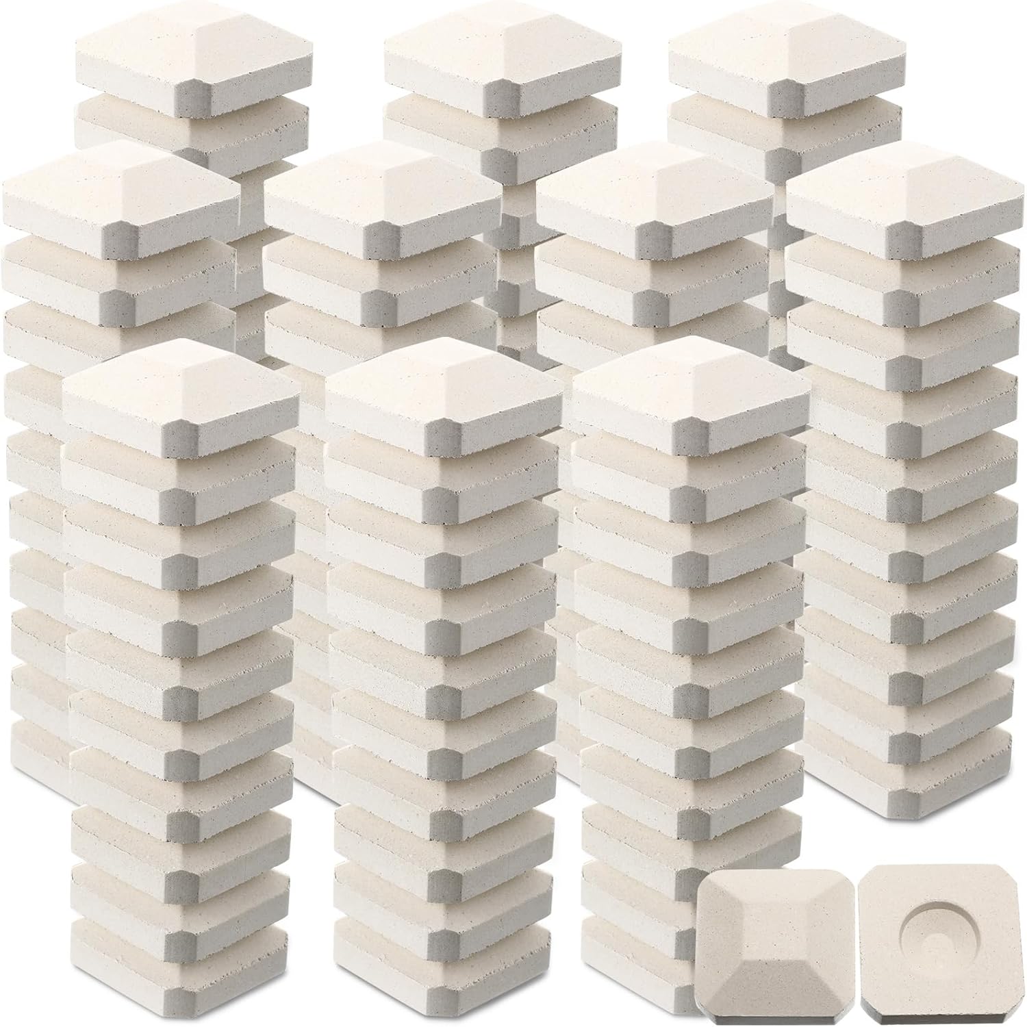 Baquler 100 Pcs Ceramic Briquettes for Gas Grill, BBQ Grill Heat Replacement Ceramic Bricks Plates Replacement for Even Heat Distribution, Reusable Bricks for Baker Chef Cooking Outdoor, 2 x 2 Inches