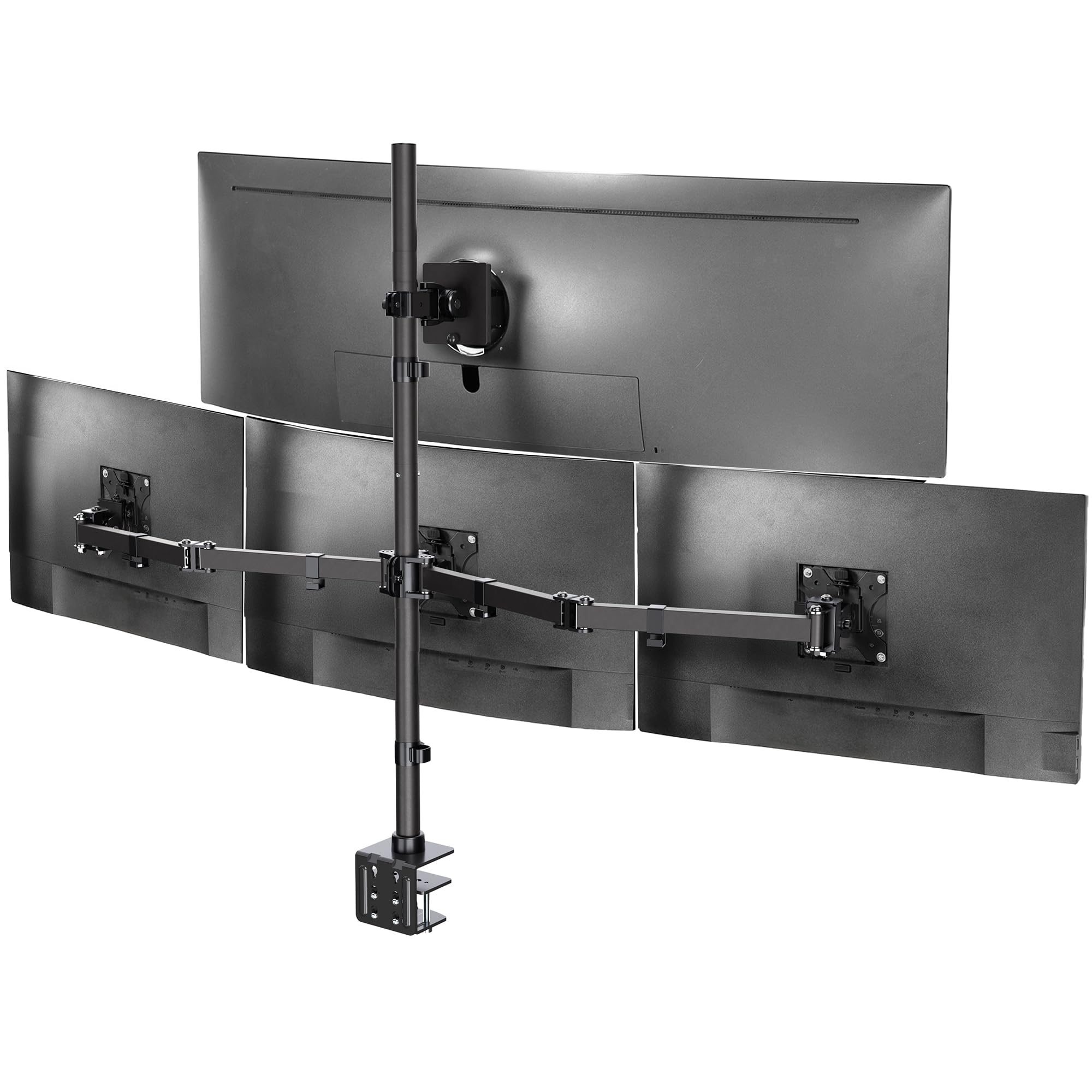 VIVO Quad Monitor Extra Tall Desk Mount for up to 49 inch Ultrawides on Top Bracket and 27 inch Screens on Lower Brackets, Holds up to 44 lbs, Black,