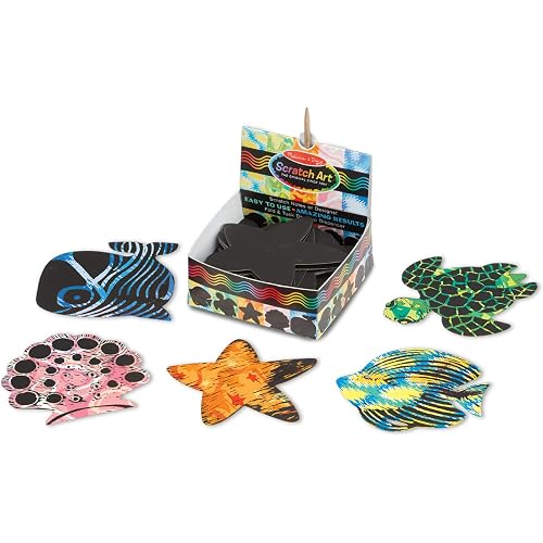 Melissa & Doug Scratch Art Ocean Mini Notes (125) with Wooden Stylus - Color Scratch Art Mini Notes, Party Favors, Stocking Stuffers, Arts and Crafts for Kids