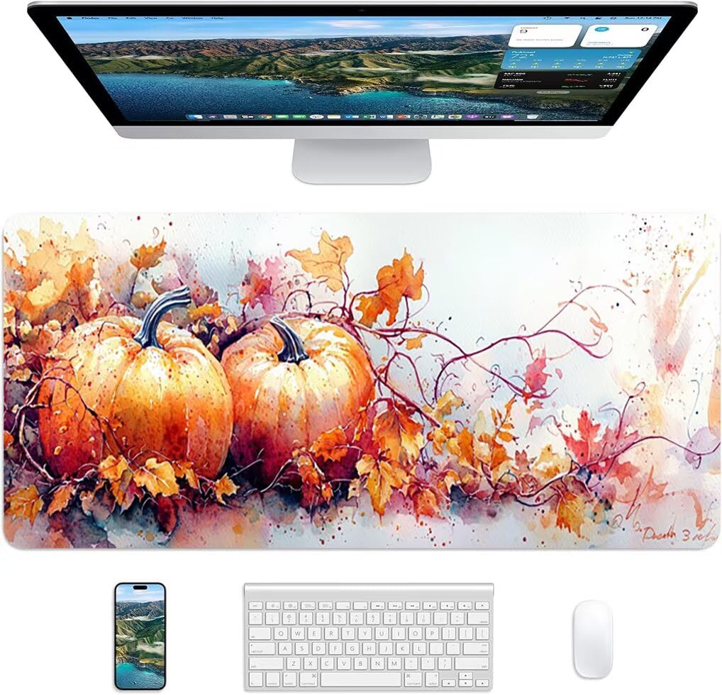 Wxuaixnn Halloween Tappetino per Mouse Gaming XXL, 160x80cm Tappetino da Scrivania, Bianco Mousepad con Bordi Cuciti per Gamer e computer portatilea, Migliora la Precisione e la velocità -10209