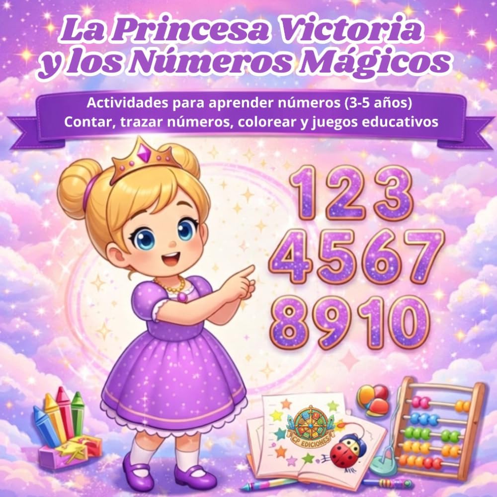 La Princesa Victoria y los Números Mágicos: Libro de actividades para aprender los números del 1 al 10 | Contar, trazar, colorear y jugar | Niñas de 3 ... (El Mundo Mágico de Princesas y Príncipes)