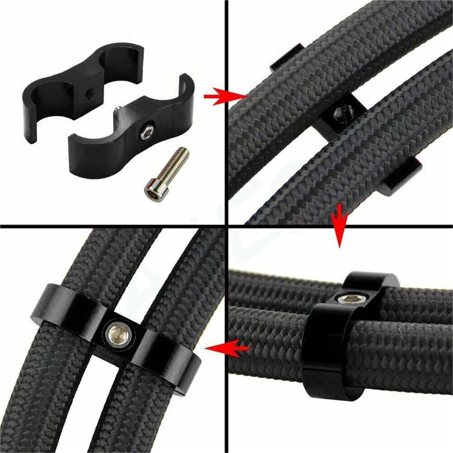 Spark Plug Wire Holder 10Pcs Universal Aluminum AN4 AN6 AN8 AN10 Billet Oil Fuel Water Hose Tube Seprator Divider Clamp Line Separator Kit(AN8)