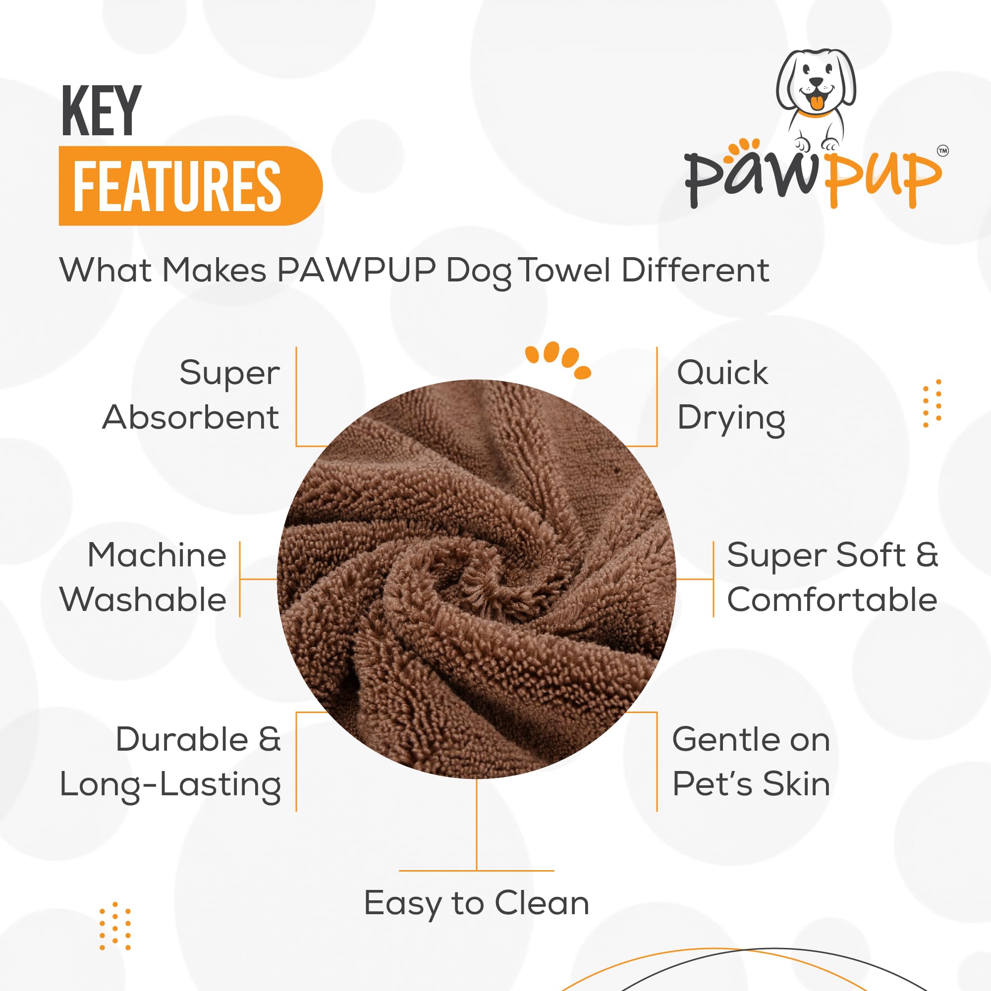 PAWPUP Toalla de microfibra súper absorbente de secado rápido para perros, gatos y otras mascotas (55 x 28 pulgadas, marrón)