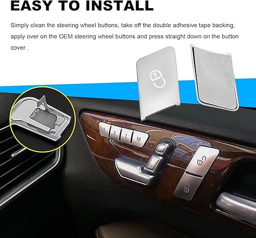 Miniatura 7 de 12 calcomanías para botón de desbloqueo de puerta con memoria de asiento de automóvil, cubierta de ajuste del botón del interruptor, repuesto para