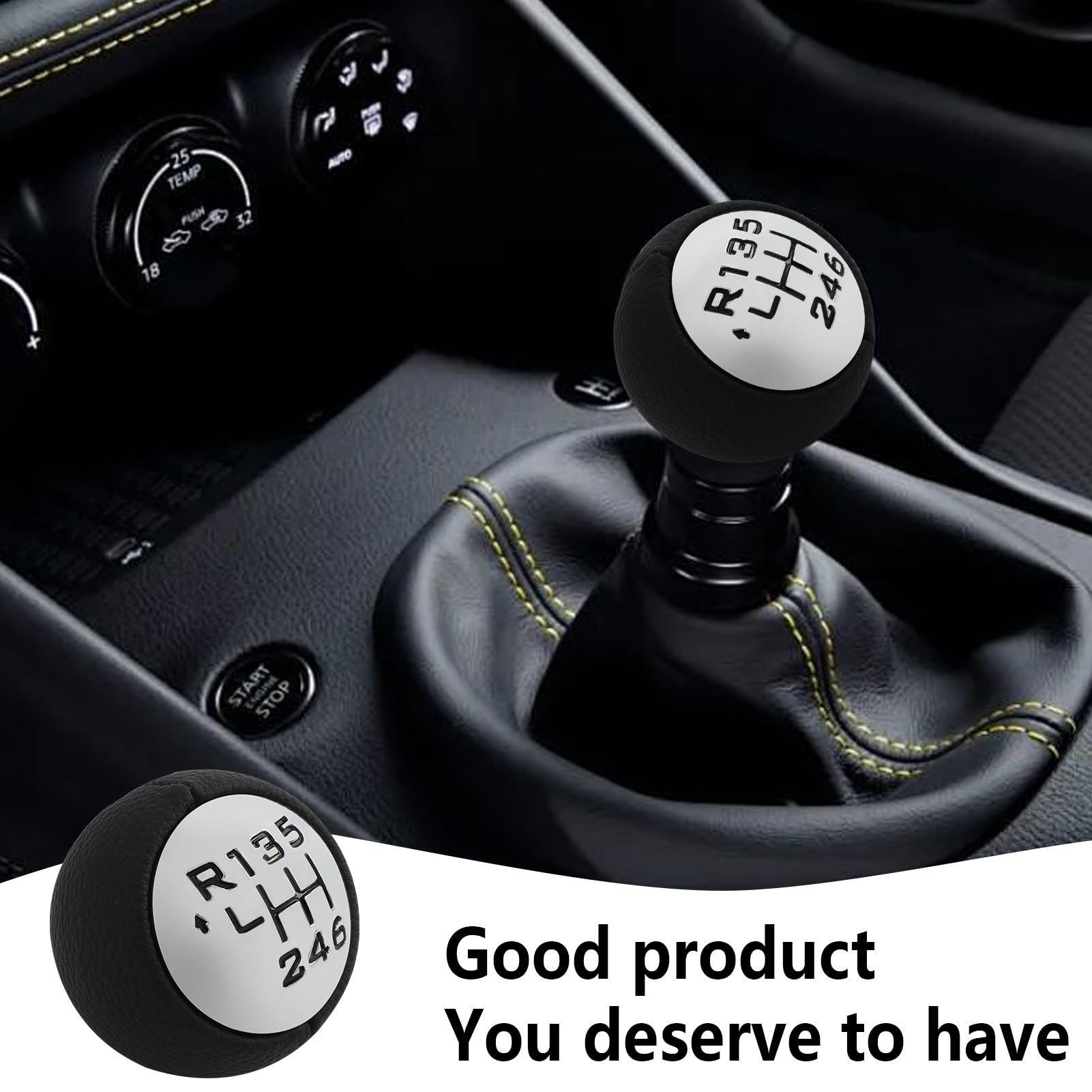 Pommeau Levier Vitesse 6 Vitesses Cuir PU – Compatible Peugeot 307 308 3008 407 5008 807