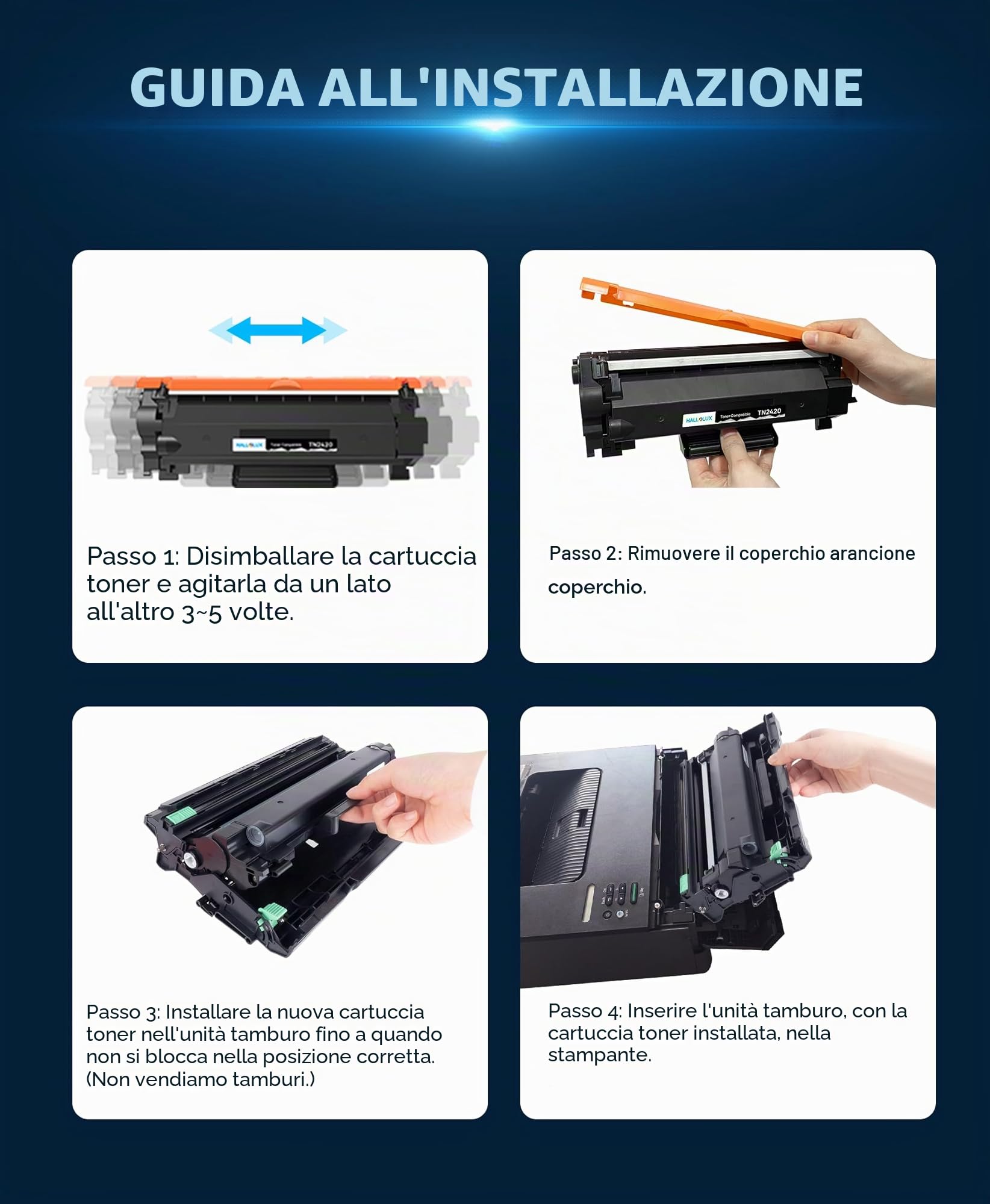 HALLOLUX TN2420 Toner, Alta Capacità, fino a 3000 Pagine, Compatibili per toner Brother TN2420 TN2410 TN-2420 TN-2410 per Toner Brother MFC-L2710DW L2710DN L2730DW L2750DW DCP-L2510D (Nero, 2-Pack)