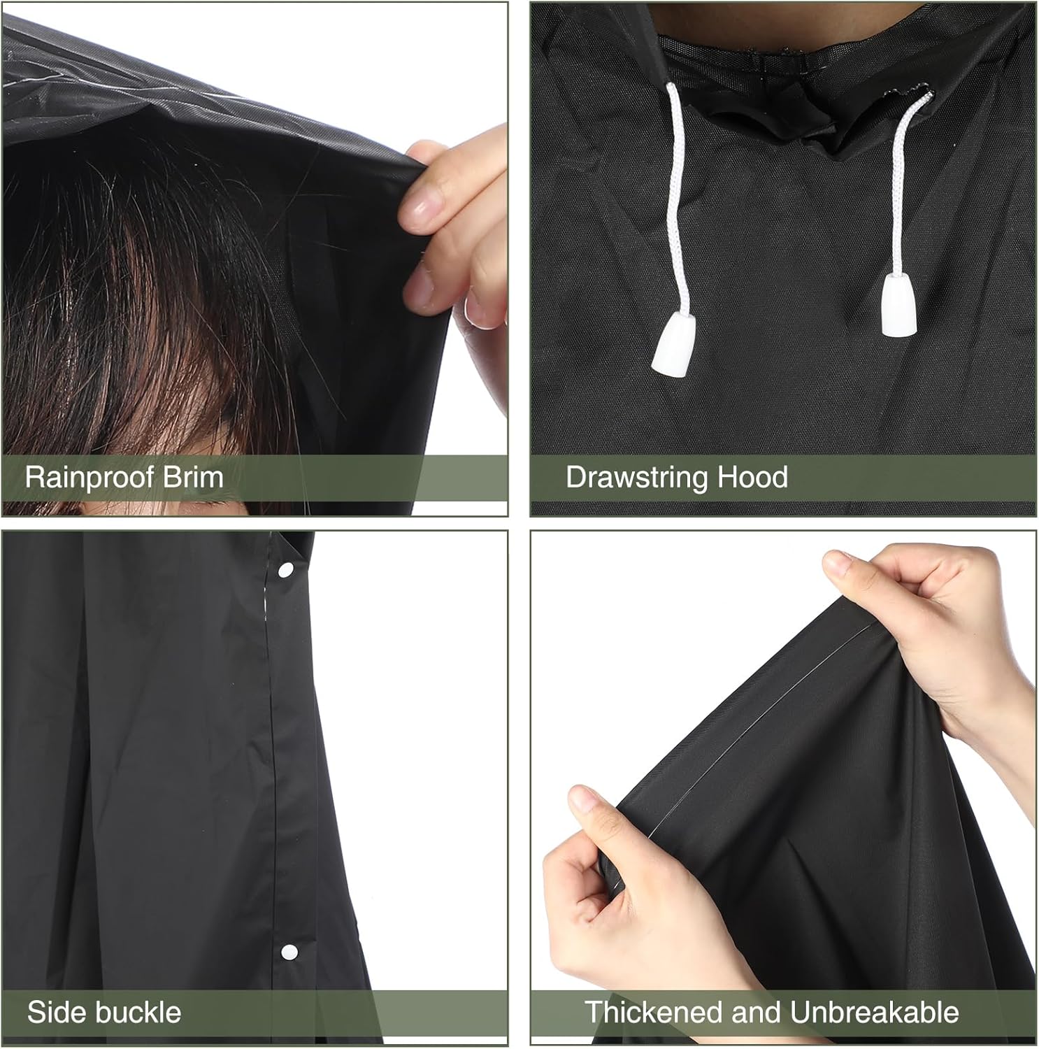 Zhehao 40 Pcs Reusable Rain Ponchos for Adult with Drawstring Hood Raincoats Waterproof Plastic Jacket Raincoat for Men Women - Image 6