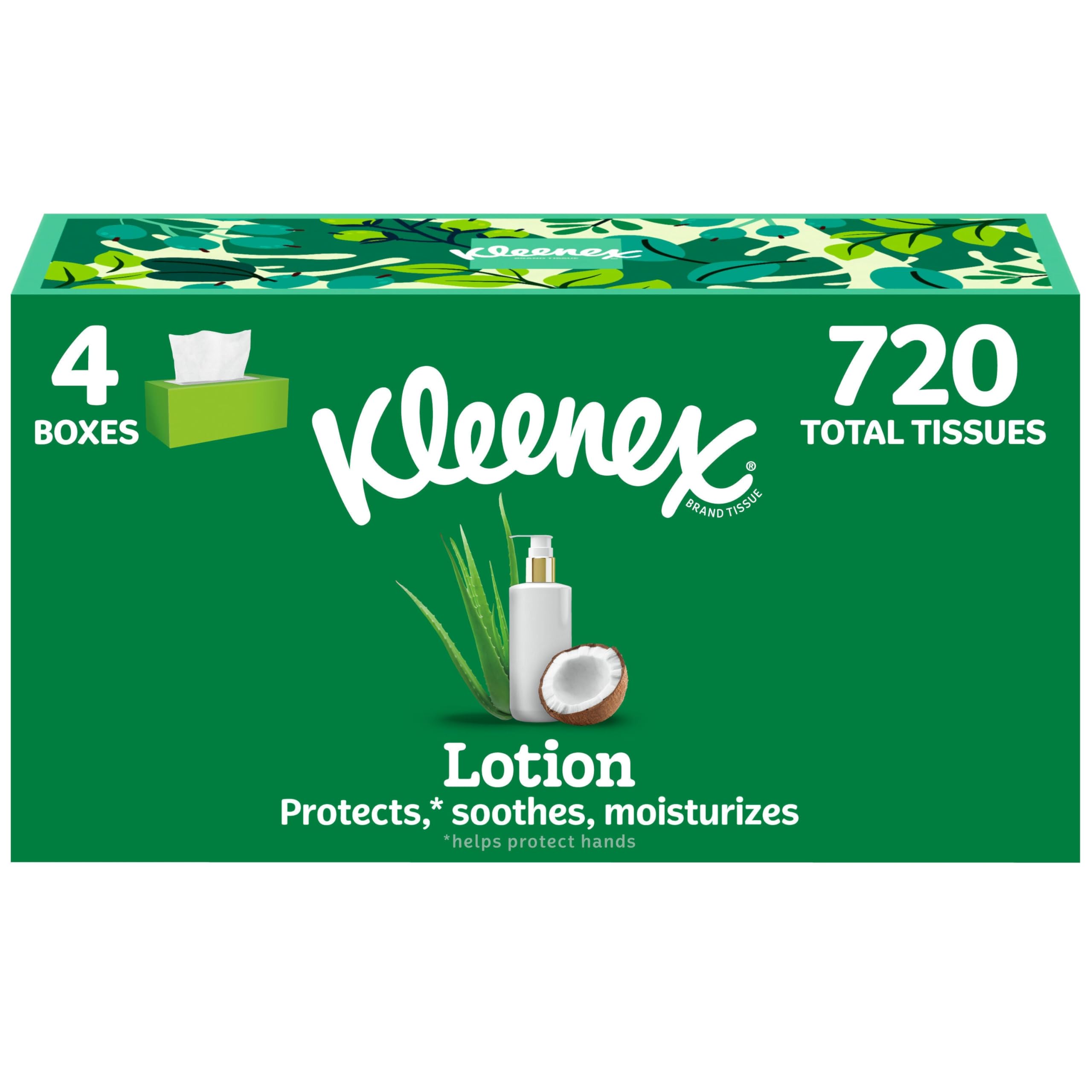 Amazon.com: Kleenex Lotion Facial Tissues with Coconut Oil, 4 Flat