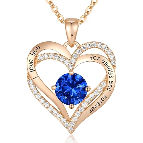 CDE Forever Love Heart Necklaces for Women, Wedding Anniversary, Birthday Mothers Day Christmas Day Gifts for Mom, Mother, Wife, friend, S925 Silver Jewelry with Birthstone Pendant