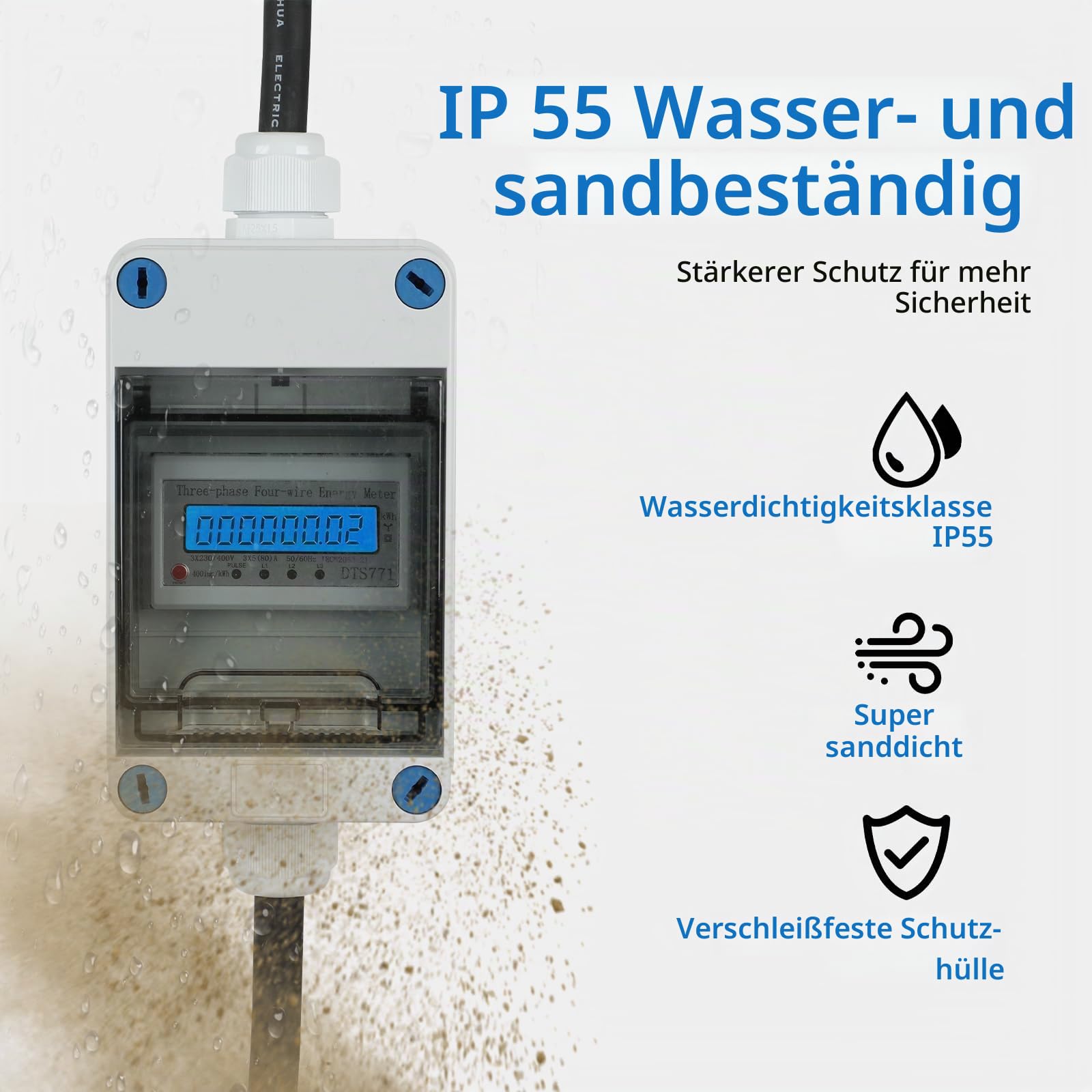 Mobiler Digitaler Stromzähler,MID 2024 Digital Drehstromzähler mit CEE Stecker und Kupplung,IP55 CEE Adapter Stromzähler für Camping E-Auto (16A)