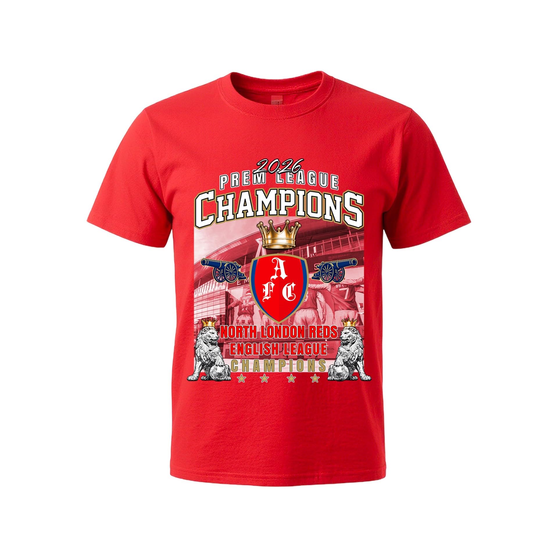GIFTS 4 ALL Arsenal 2026 Football League Champions T-Shirt, Arsenal 2026 Champions Tee, Gunners English Champs T-Shirt (UK, Alpha, 3XL, Regular, Regular) Multicolor