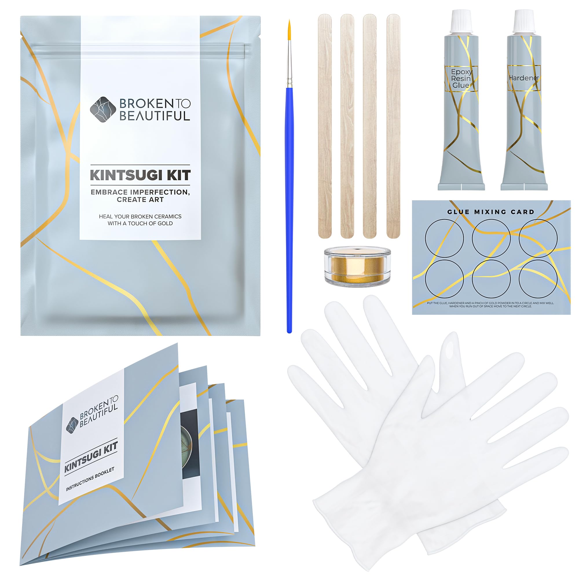 Kintsugi Repair Kit by Broken to Beautiful - The Artisan's Choice of Kintsugi Kit Japanese Gifts (Small - NEW)